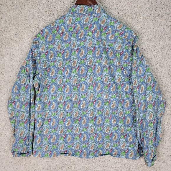 Cremieux Shirt Men's Large Blue Paisley Pearl Snap Premium Denim Button Down L/S - Picture 3 of 12